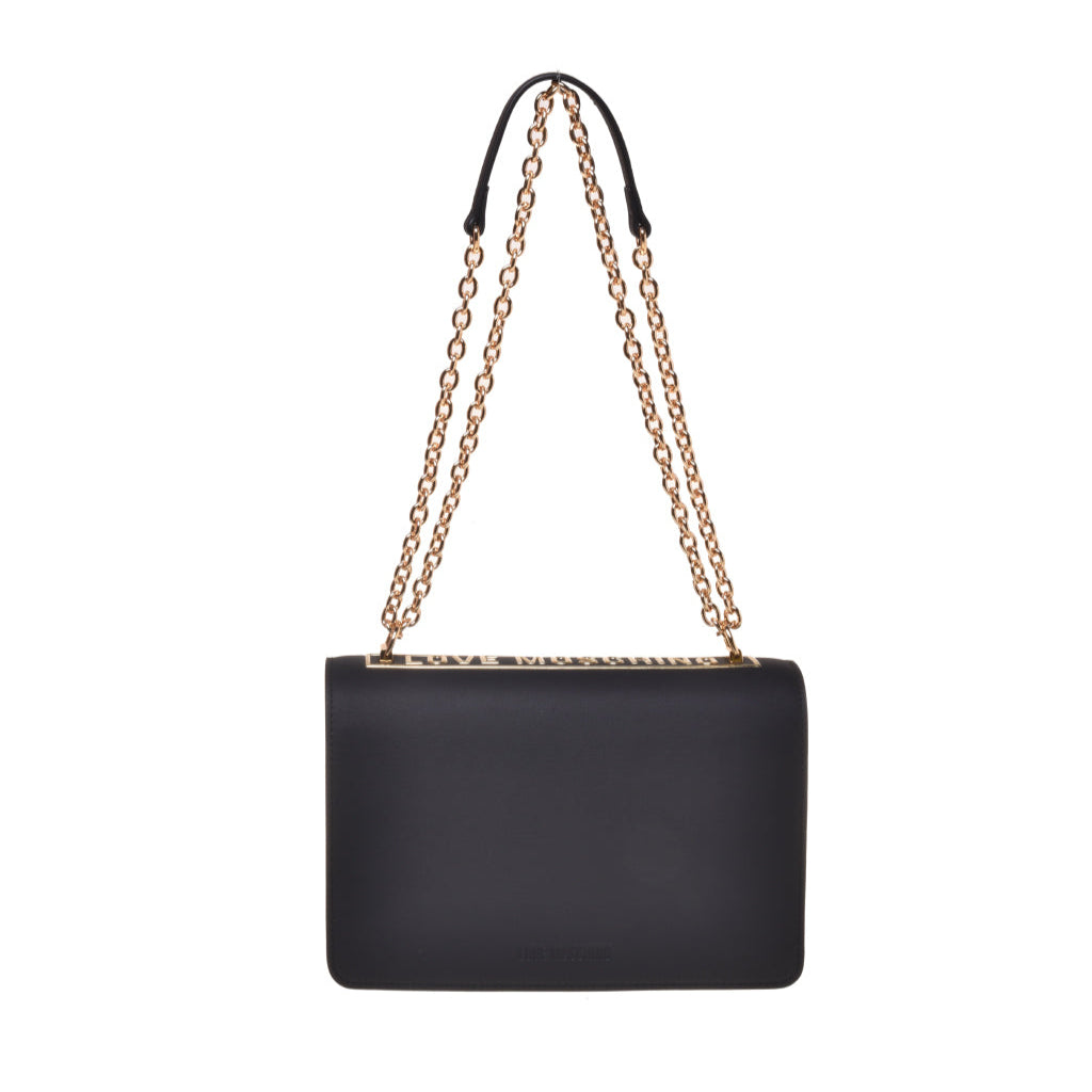 Love Moschino BORSA a Spalla in VITELLO + PU NERO