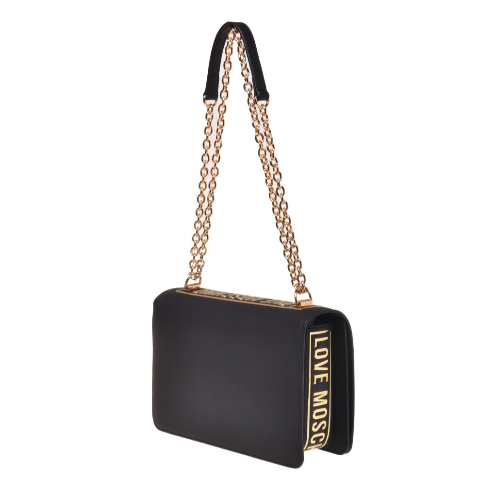 Love Moschino BORSA a Spalla in VITELLO + PU NERO