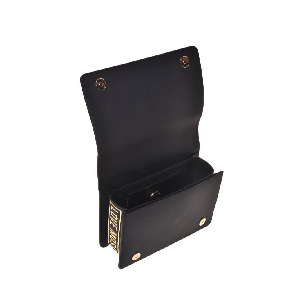 Love Moschino BORSA a Spalla in VITELLO + PU NERO